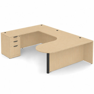 CLAUD2007L- Left-Handed Classic U-Shape Bullet Executive Workstation 71" W x 101" D with Box/Box/File Pedestal- Maple/Black