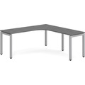 Elements Radius Desk 72" x 72" with Right Return - Newport Grey with Silver Legs