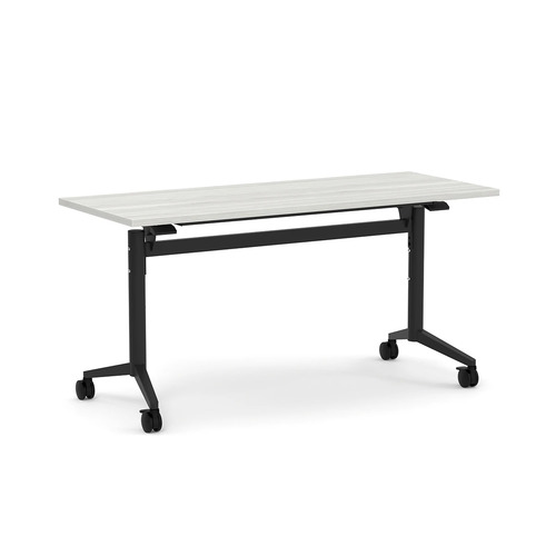 Nestling Flip Top Table 24" X 60" - Silver Birch Top with Black Base