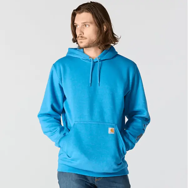 CARHARTT K288 - Loose Fit Midweight Logo Sleeve Graphic Sweatshirt - Horizon Blue Heather