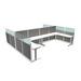 WEBBTYP48 - Multi-height 4-person, L-shape Height Adjustable Cubicle Station