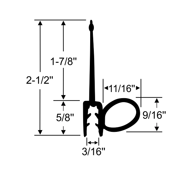 Steele Rubber Products Single Side Bulb PushOn Wiper Seal RV Slide