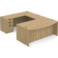 Classic U-Shape Bowfront Workstation 107" x 71" with Box/Box/File Pedestal - Aspen
