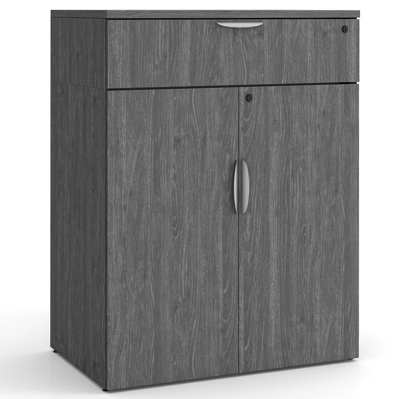 Locking Double Door Cabinet with Buffet Drawer - 46.5" in Newport Grey