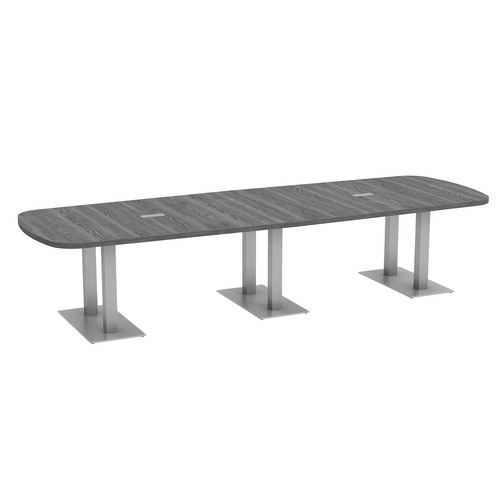 Arena Conference Table 12 Ft with Palmer Brushed Double Base - Newport Grey