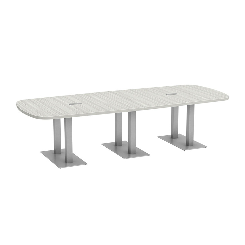 Arena Conference Table 10 Ft with Palmer Brushed Double Base - Silver Birch
