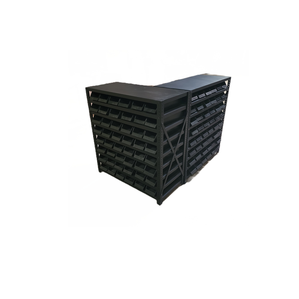 19" W X 43" H X 41" L SHELF PAN ORGANIZER UNIT STEEL BLACK POWDER COAT