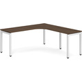 Elements Radius Desk 72" x 72" with Right Return - Modern Walnut with White Legs