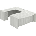 Classic U-Shape Bowfront Workstation 107" x 71" with Box/Box/File Pedestal - Silver Birch