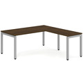 Elements L-Shape Desk 72" x 72" x 36"D - Modern Walnut with Silver Legs