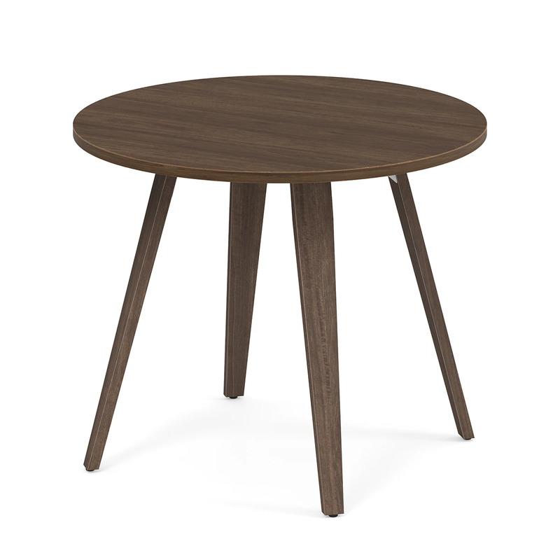 Signature Round Meeting Table 36" - Modern Walnut with Wood Legs