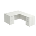 Classic L-Shape Desk 77" x 60" with 2 Full Pedestals - Silver Birch