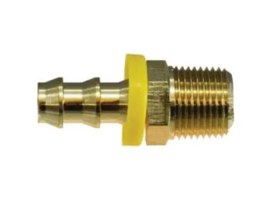 Straight Adapter, 1/4 in Push-On Hose Barbed x 1/2 in MNPTF, Brass
