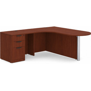 CLALD1010L- L-Shaped Bullet Workstation 71" W x 30" D with 47" Return and Box/Box/File Pedestal- Cherry/Silver