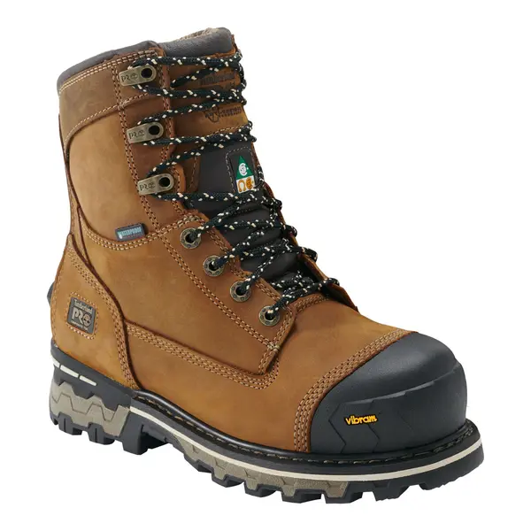 TIMER 5V1U - Timberland Pro Women's 8 Inch Boondock Composite Toe Composite Plate Waterproof Leather Work Boots - Brown