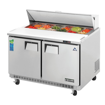 Everest EPBNR2 47.5-Inch Two-Door Back Mount Sandwich Prep Table, 13-Cubic Feet, NSF