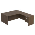Classic L-Shape Desk 83" X 71" with Box/File Pedestal - Modern Walnut