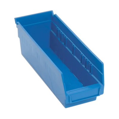 Shelf Bin - Plastic - 4-1/8" x 11-5/8" x 4" - 30 lb Capacity - Blue