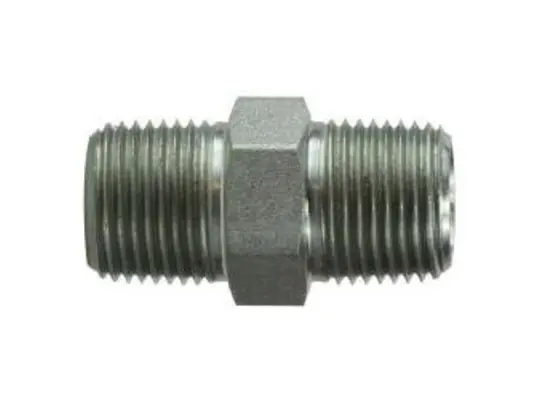 Hex Nipple, 1/2 in MPT x 3/8 in MPT, Steel
