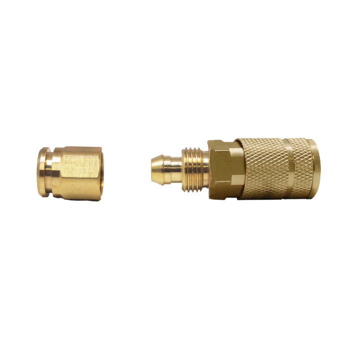 Automotive 6-Ball Brass Coupler (1/4" Body, 3/8" Reusable Barb) Bulk Packed