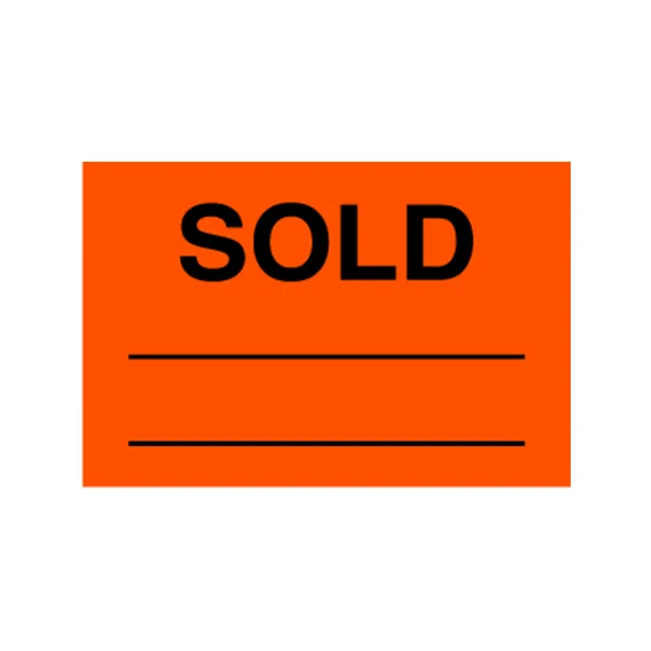 Sold Label - 2" x 3" - Fluorescent Red