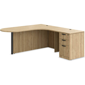CLALD1010R- L-Shaped Bullet Workstation 71" W x 30" D with 47" Return and Box/Box/File Pedestal- Aspen/Black