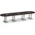 14' Classic Racetrack Conference Table with Palmer Base - Espresso Top, Brushed Silver Base
