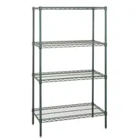 Quantum WR74-2148P Proform Green Epoxy Wire Shelving Starter Kit, 48"W x 21"D x