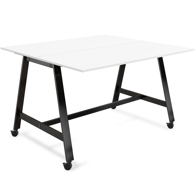 Signature Bistro Benching Table 60" x 72" - White with Black Legs