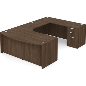 CLAUD1012R- Right-Handed Classic U-Shape Bowfront Executive Workstation 71" W x 107" D with Box/Box/File Pedestal- Modern Walnut