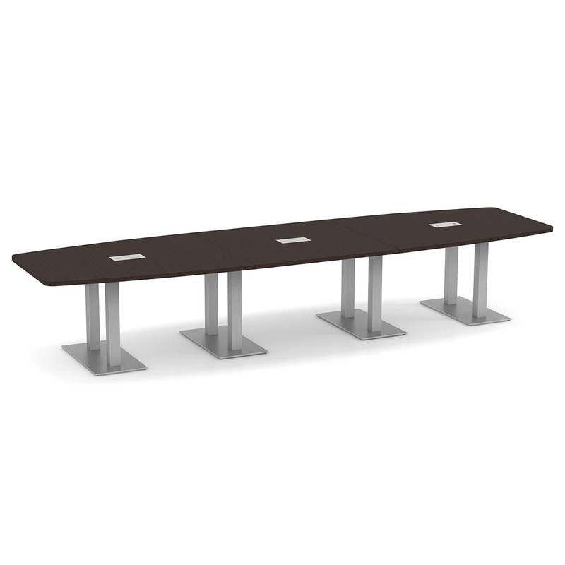 Boat-Shape Conference Table 14 Ft with Palmer Brushed Double Base - Espresso