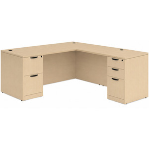 CLALD1036- Classic L-Shape Desk 60" W x 30" D with 47" Return and 2 Full Pedestals- Maple