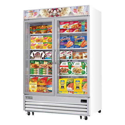 Everest EMGF48 54-3/4" Double Swing Glass Door Reach-In Merchandiser Freezer, 48-Cubic Feet, NSF