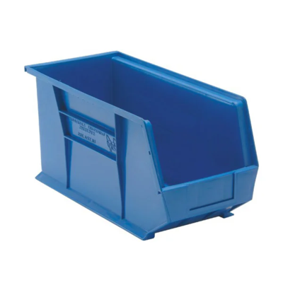 Storage Bin - Plastic - 8-1/4" x 18" x 9" - 60 lb Capacity - Blue