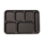 ABS Plastic 6-Compartment Tray, Black (24/Case)