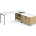 Elements L-Shape Workstation 71" x 72" x 30"D with Personal Storage Credenza - Aspen with White Top and with Silver Legs