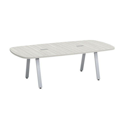 Signature Arena Conference Table 8 Foot - Silver Birch with Silver Metal Legs