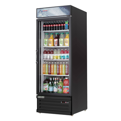 Everest Refrigeration EMGR24B Reach-in Merchandising Refrigerator 1 Glass Door, 115v, NSF - 25 cu.ft Black