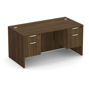 CLASD1025- Classic Desk 60" W X 30" D with Two Hanging Pedestals- Modern Walnut