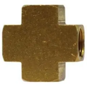 Pipe Cross, 1/4-in FNPTF x 1/4-in FNPTF x 1/4-in FNPTF x 1/4-in FNPTF, Brass