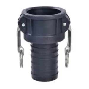 Cam and Groove Coupler, 1-1/4 in Type C x 1-1/4 in Hose Barbed, Polypropylene