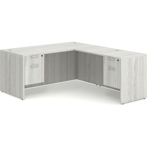 CLALD1039- Classic L-Shape Desk 66" W x 30" D with 47" Return and 2 Box/File Pedestals- Silver Birch