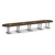 18' Classic Racetrack Conference Table with Palmer Base - Modern Walnut Top, Brushed Silver Base