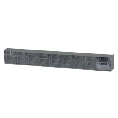 Tip-Out Bin System - 23-5/8" x 2-1/2" x 3-1/8" - 9 Compartments - Grey
