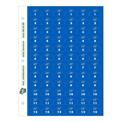 Shoulder Pad ID Adhesive Sticker Sheets