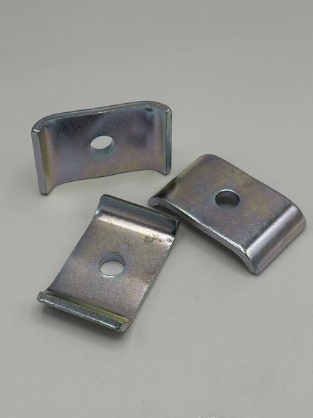 56.1MM L X 38.1MM W X 4.54MM THK 11MM HOLE DIA DOUBLE PIPE CLIP A1011 CS ZINC TRIVALENT CLEAR PER PRINT