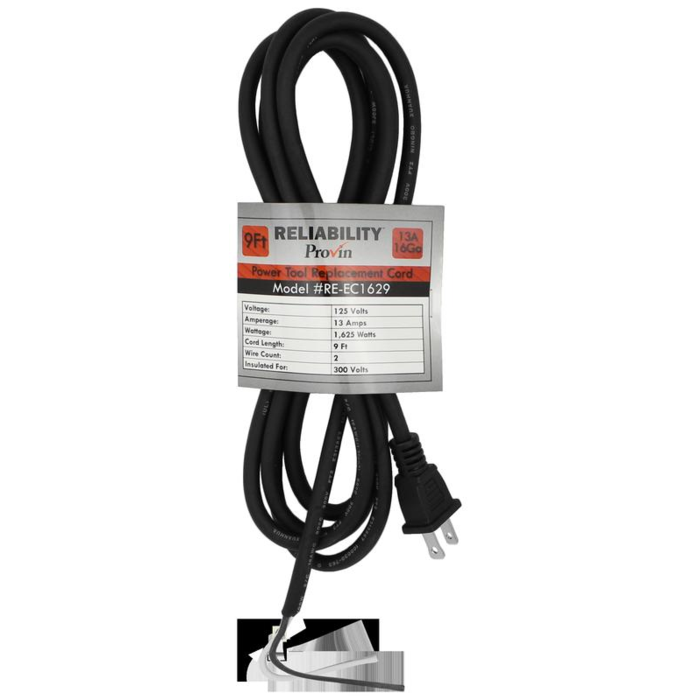 Replacement Power Tool Cord (16GA, 2 Wire, 9 Ft)