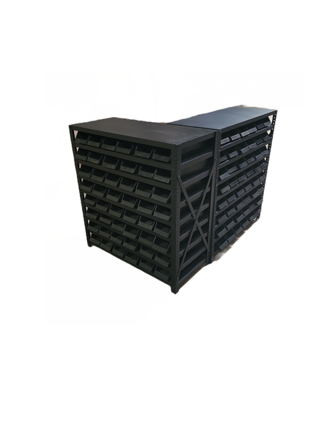 19" W X 43" H X 41" L SHELF PAN ORGANIZER UNIT STEEL BLACK POWDER COAT