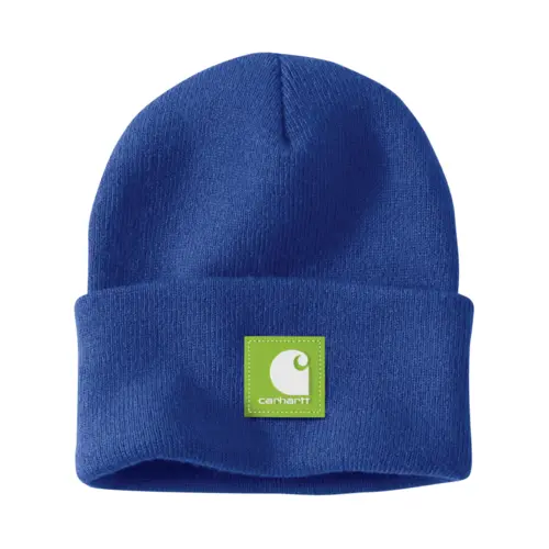 CARHARTT 106920 - Brite Orange Knit Rubber Patch Beanie - Rancher's Sky
