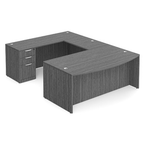 CLAUD2002 Executive Bowfront 71" x 112" Desk- Newport Grey